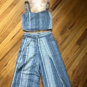 Express Striped Chambray Jumpsuit Set.